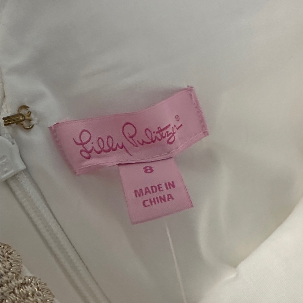 Lilly Pulitzer Resort White Dress with Gold Detailing Size 8 - Picture 4 of 5